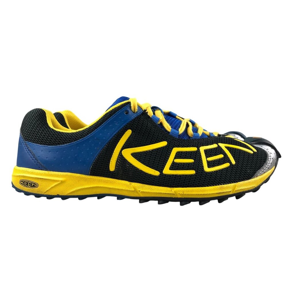Keen Men's Size 7.5 A86 Black Blue Silver Lace-Up Low Top Trail Running Sneakers